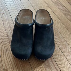MIA Black Suede Mules with Open Heel